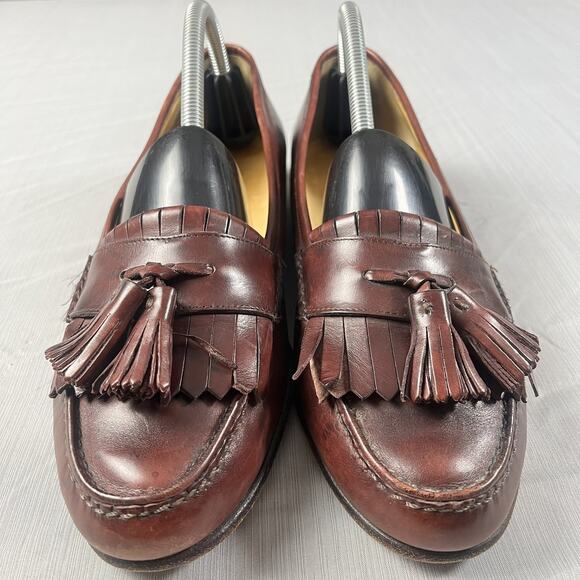 Cole Haan Genuine Leather Tassel Loafer Men’s Size 8 Dress Shoes Made in Italy - Picture 1 of 7